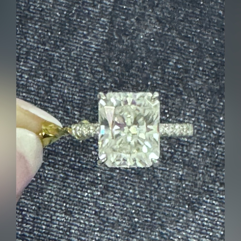 5ct Moissanite silver 925 engagement ring diamond lab radiant cut pave 7 6.75